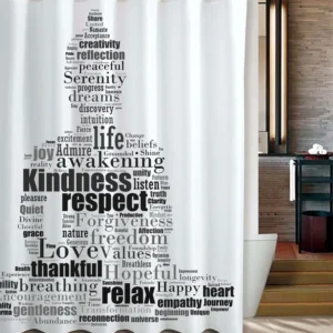Inspirational Zen Buddha Shower Curtain - Black & White