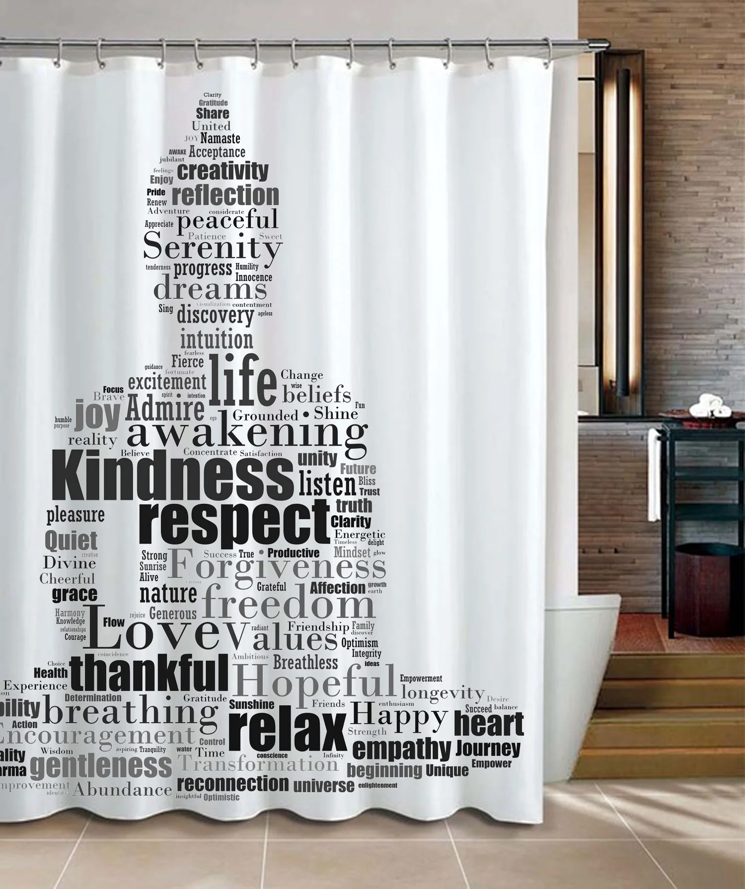 Inspirational Zen Buddha Shower Curtain - Black & White