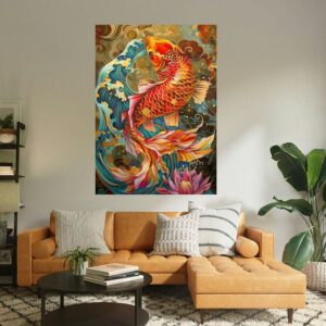 Japanese Koi Fish Painting | Instant Download | Wall Art Print | Digital Asian Art | Zen Decor | Printable Wall Decor